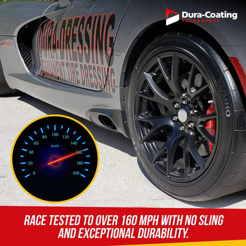Car with polished tires using All In One Tire Shine And Cleaner Kit With 16 Ounce Spray For Long Lasting Gloss And Weatherproof Finish