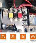 Tough As Nails 18 Piece High Current Bolt On Fuse Kit With 30A To 175A Amps For Cars Trucks Boats RVs showing various fuses in a fuse box.