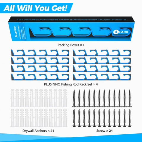 Horizontal Fishing Rod Holder Rack For Garage And Home Walls Or Ceilings Aviation Aluminum Pole Rack pack and components