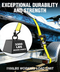Heavy Duty Ratchet Tie Down Straps 1.5 Inch By 16 Foot 3300 Lb Break Strength in use securing a boat on a trailer