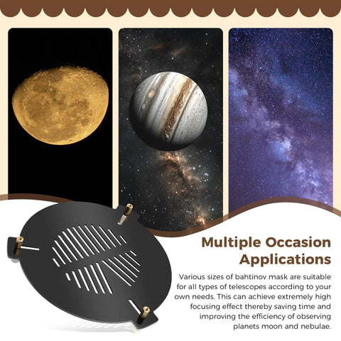 Bahtinov Mask For Telescopes FM60mm Focusing Tool Fits 65mm To 100mm Tube OD, Precision Laser Cut Plex, multiple applications