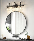 Black Vanity Light 3 Light Modern Bathroom Fixtures Over Mirror With Globe Glass Shade Matte Black Finish E26 Base 17 Inch