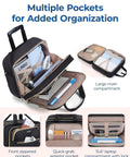 Rolling Laptop Bag For 15.6 Inch Laptop Underseat Carry On Luggage With TSA Lock showing multiple pockets and organizers