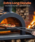 7 Inch Pizza Turning Peel With Extra Long Handle inserting pizza into outdoor oven