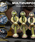 Built Tough 7/16 X 3 Inch Grade 5 Hex Head Bolts With Reliable Nylon Lock Nuts And Massive Flat Washers Zinc Coated Alloy Steel Hardware Kit used in machinery and automotive.