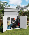 41 Cu Ft Horizontal Outdoor Storage Shed Weatherproof Resin With Thickened Floor, Easy Assembly, storing tools and lawn mower