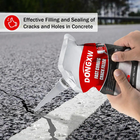 Applying 2-Pack Concrete Crack Filler And Sealant Quick-Drying Waterproof Repair Sealant For Cement Based Surfaces Outdoor Caulking Glue on crack
