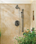Modern bathroom with XL Chrome Showerhead With One Function Power Spray, 4.38 Inch Diameter, Half Inch IPS Connection