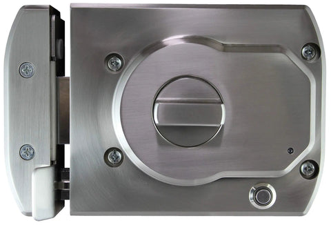 Smart Rim Lock With Keypad And Touch Unlock, Battery Powered Security For Non Smartphone Users, Satin Nickel Finish