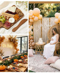 Nuenen 10-piece square acacia wooden charcuterie boards set with knives and organza bags.