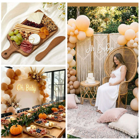 Nuenen 10-piece square acacia wooden charcuterie boards set with knives and organza bags.