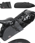 Detachable Bike Seat Bag With Removable Inner Pouch 11 To 13 Liter Waterproof Saddle Pack With Reflective Panel on bike