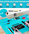 Silicone Soldering Mat With Magnetic Work Pad And 932 F Heat Resistance for electronics repairs on wooden table