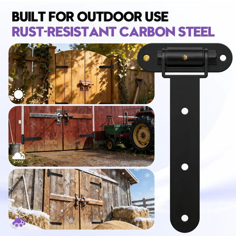 Heavy Duty Gate Hinges For Gates Up To 900 Lbs, 13 Inch Bolt Weld Mount, Matte Black Finish With Built In Ball Bearings And Grease Fitting For Smooth, Quiet Operation On Large Wooden, Metal Farm And Industrial Fencing Gates, rust-resistant carbon steel hinge