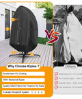 Comparison of black Waterproof Outdoor Egg Chair Cover For Hanging Swing Upgraded 500D Oxford with windproof system versus competitor