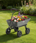Heavy Duty Workhorse 400Lb Capacity Wheelbarrow Dump Cart With 8 Inch Flat Free Tires And Quick Release Dump System in garden