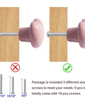 Heart Shaped Ceramic Drawer Knobs Set Of 6 With 3 Sized Screws For Cabinets, Dressers, Closets And Wardrobes Powder Pink Durable Glazed Ceramic Furniture Pulls Handles For Home Makeover And Easy Install Boss Vibe. powder pink ceramic knob with screw sizes