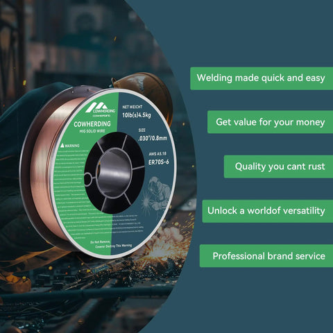 Solid MIG Welding Wire ER70S6 0.030 Inch 10 Pound Spool For Mild Steel With CO2 Shielding Arc Stable MIG Wire For DIYers And Pros