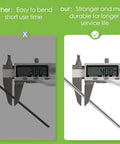 Comparison showing Heavy Duty 12 Inch Landscape Staples 8 Gauge Galvanized U Shaped Ground Stakes and competitor's inferior stakes