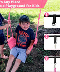 Kid Friendly Rope Swing Seat For Indoor Outdoor Playset, Adjustable Toddler Swing With Snap Hooks And Straps, 440 Lb Capacity, Pink