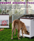 Heavy Duty Gravity Dog Feeder For Large Breeds Outdoor Auto Food Dispenser Galvanized Steel 30 Pound Capacity with dog using.