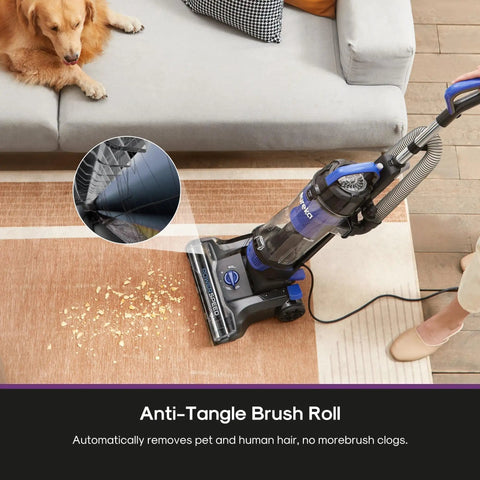 Eureka PowerSpeed Lightweight Upright Vacuum Cleaner With Upgraded Cyclone System For Powerful Pickup On Carpet And Hard Floor Captures Large Debris Dirt And Microscopic Dust In Sleek Blue And Black New Model Design