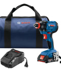 Two-In-One 18V Impact Driver Kit With 1/4 Inch Quick-Change Hex And 1/2 Inch Drive, charger, bag, 1,600 In-Lbs Torque, variable speed