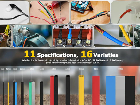 580 Pcs Heat Shrink Tubing Kit With 2 To 1 Shrink Ratio, 11 Sizes, And 6 Colors Assorted Sleeving Tube Wrap for wiring projects
