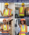 High Visibility ANSI Class 2 Breakaway Safety Vest With Five Pockets Yellow Breathable Mesh for various work environments