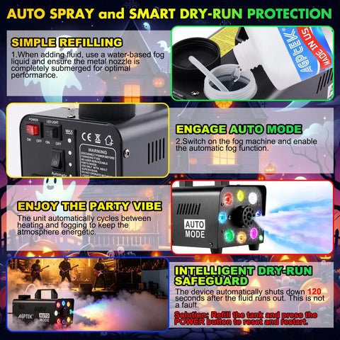 Pro Level Fog Machine, 500 Watt Output, Dope Rgb Stage Lights, Auto And Manual Switching, Wireless Remote Handle, Smart Low Fluid Cut, Smooth Operation For Killer Dj Performances And Photo Shoots