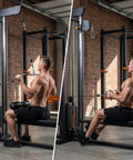 Man using Heavy Duty 32.8 Ft Cable Replacement Kit With 6mm PU Coated Steel Wire Rope And 17 Accessory Bits for gym workouts.
