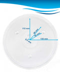 Hqrp 10.5 Inch Glass Turntable Tray Compatible With Ge, Hamilton Beach, Panasonic Microwave Oven Replacement Plate Accessory Fits Haier Oster Avanti Chefmate Emerson Sunbeam And More Cooking Shelf with measurement details.
