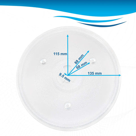 Hqrp 10.5 Inch Glass Turntable Tray Compatible With Ge, Hamilton Beach, Panasonic Microwave Oven Replacement Plate Accessory Fits Haier Oster Avanti Chefmate Emerson Sunbeam And More Cooking Shelf with measurement details.