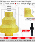 Diamond Core Drill Bit With M10 Adapter Rod Pro Grade Three Size 20mm 35mm 50mm Step Drill Kit for tile stone concrete applications.