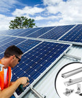 Installing solar panel mounting kit for 12 to 15 panels on shingle roof with adjustable clamps and 88 inch silver rails
