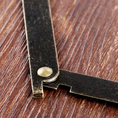 Close-up of 2 Pack Left Side Lid Support Hinges Fold Up Stay Hinges for wood boxes made of antique bronze zinc alloy hardware.