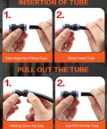 Premium 130 Pc Air Hose Push To Connect Fittings Kit For 1/4 Inch And Larger Pneumatic Lines With NPT Threads Quick Connect Adapters Ideal For Compressors And Auto Repair Shops, tube insert steps