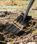 Heavy Duty Trench Shovel For Digging With 56 Inch Orange Fiberglass Handle And Narrow Spade, V Cut High Strength Steel in soil
