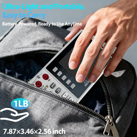 Desktop Digital Multimeter With True RMS, Data Logging, And Dual Display, SCPI Ready, portable in a backpack for electronics testing.