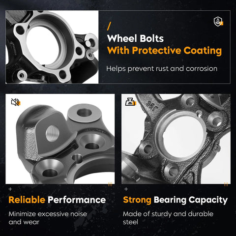 Front Left Suspension Steering Knuckle And Wheel Bearing Hub Assembly OEM Style for Beetle 2012-2018, close-up view