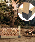 Heavy Duty 3 Way Corner Bracket Kit For Custom Workbench And Shelving, Black Steel, Fits 1.5 By 3.5 Inch 2x4 Lumber installed outdoors