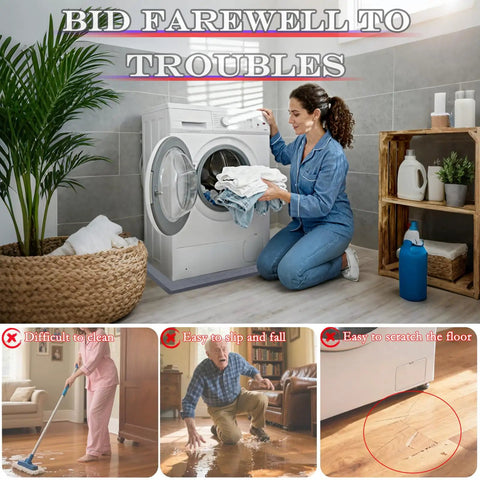 27 By 27 By 0.79 Inch Silicone Washer Drain Mat Drip Tray With Raised Edge Waterproof Anti Vibration Non Slip Floor Protector For Laundry Room Grey Easy To Clean Foldable Mat For Easy Storage And Long Lasting Protection