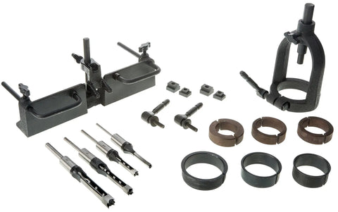 Mortising Attachment Kit For Drill Press With Cast Iron Chisel Holder Fence And Hold Down Quill Alignment Pin Fits One Quarter Inch To One Half Inch Chisels Includes Three Two Piece Bushings And Three Split Bushings Not For W1667 To W1670