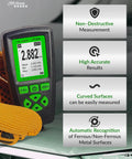 Pro Grade Paint Thickness Gauge For Auto Detailing And Inspections, 0-2000µm Range With 0.001 Mil Resolution, Fe/NFe Auto Detection, USB Data Export, Real World Coating Check For Repaints And Car Coating Condition on car panel