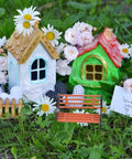 Two Piece Miniature Park Bench Set For Fairy Gardens And Dollhouses, Realistic Outdoor Bench Seating Kit in garden display