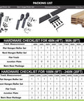 Black Rustic Single Track Bypass Sliding Barn Door Hardware Kit 54In W By 84In H 9ft Flat Track Classic Roller Design contents