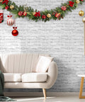 Festive living room with White Brick Peel And Stick Wallpaper No Fuss Self Adhesive Removable Contact Paper For Walls And Backsplash
