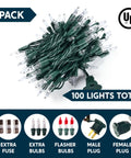 Lit Clear Christmas String Lights Indoor Outdoor 100 Count Mini White Fairy Lights Nineteen Point Four Feet Green Wire UL588 Certified