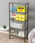 Heavy Duty 5 Shelf Wire Shelving Unit On 3 Inch Wheels With Shelf Liners Set Of 5 NSF Certified Adjustable Carbon Steel Storage Racks