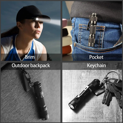 K1 180LM Ultra Bright LED Keychain Flashlight Waterproof AAA Battery Mini Light in various everyday settings and uses